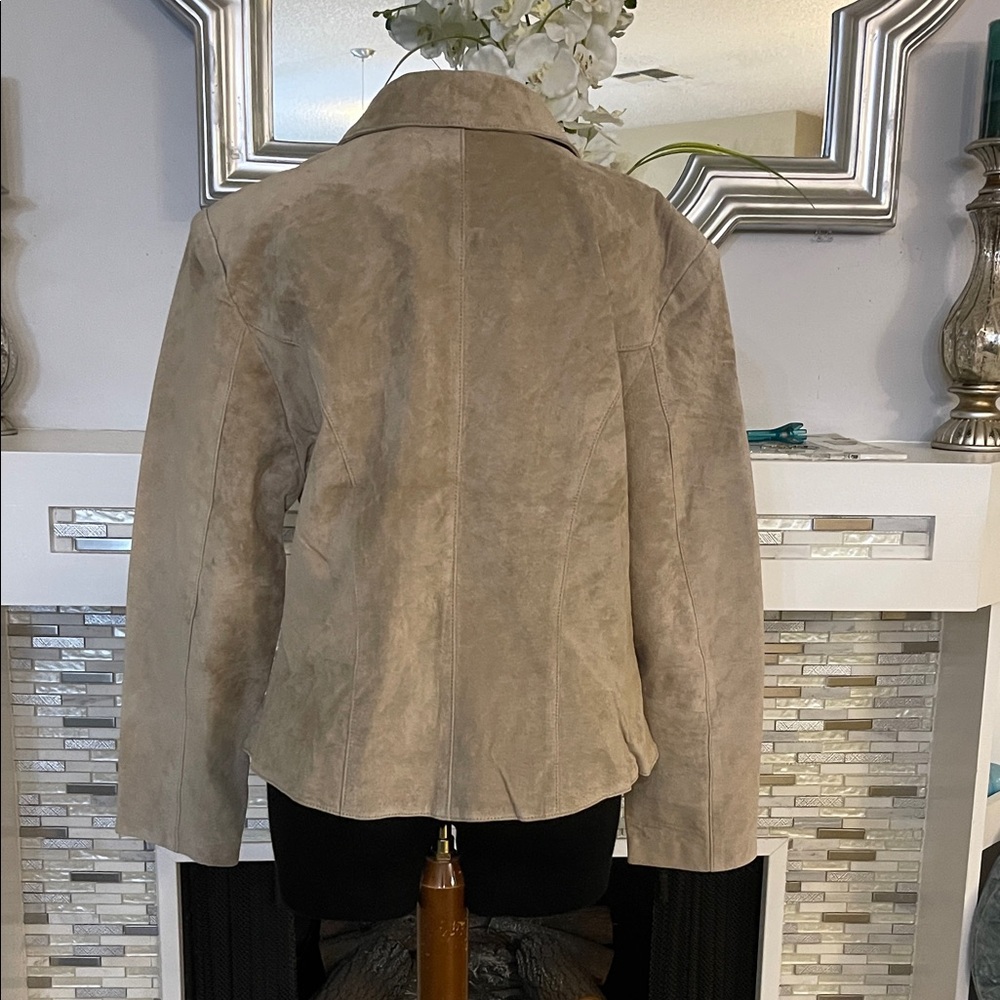 Mitrani Women's Tan Suede Leather Jacket size 16 - Picture 5 of 8
